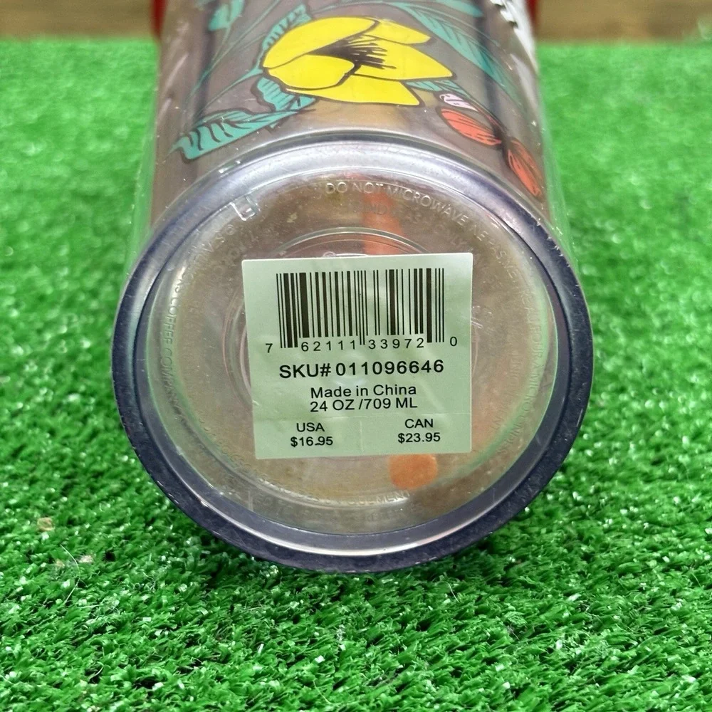 RARE Starbucks 24oz POPPY Flowers Acrylic Cold Drink Cup Tumbler‎ Red Yellow